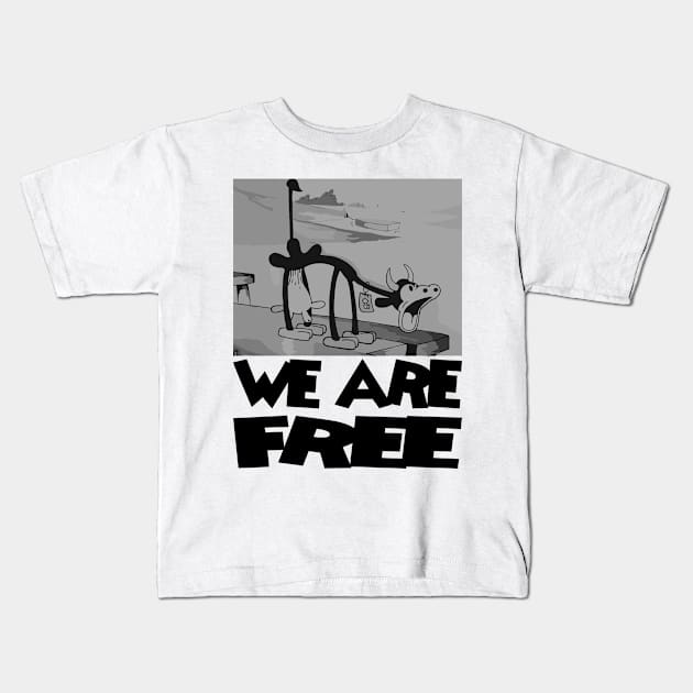 Steamboat Willie. We Are Free - 2 Kids T-Shirt by Megadorim